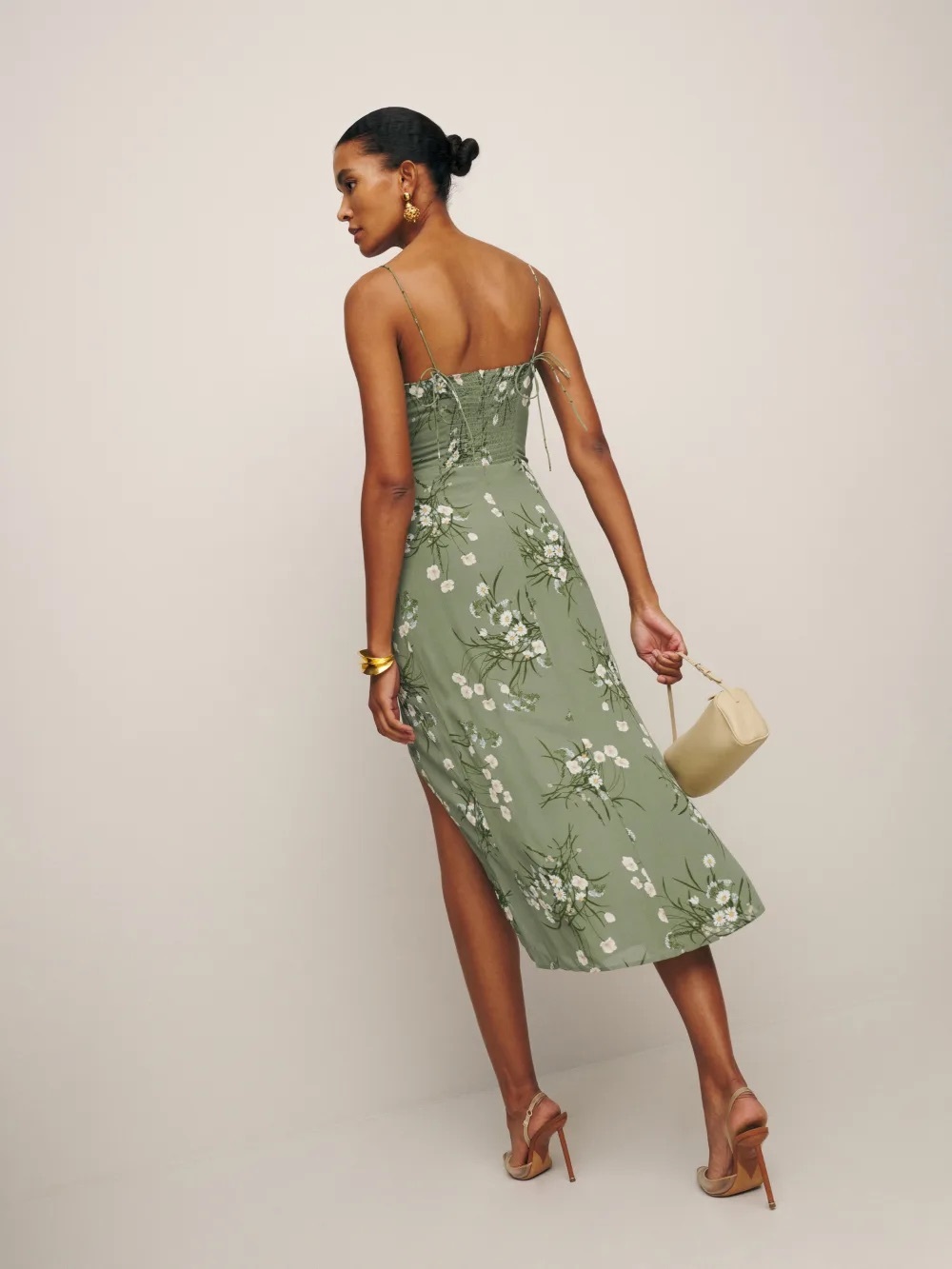 Reformation Kourtney Dress Green - Size 6 - Picture 4 of 12